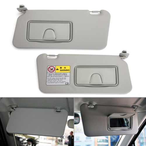 Prowesca Grey Sun Visor Pair with Mirrors - Premium Anti-Glare Car Sunshades with Integrated Vanity Mirrors and UV Protection